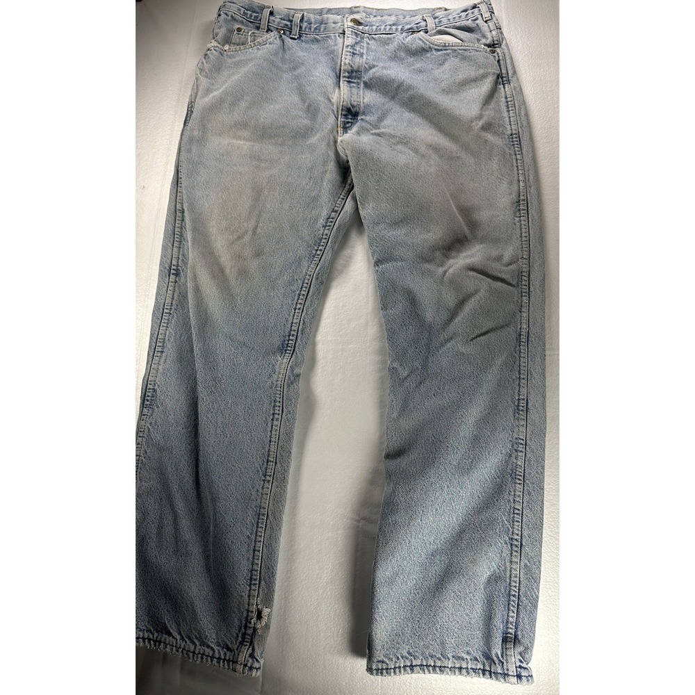 VTG OshKosh B'gosh Jeans Mens 42x32 Red Flannel Lined Denim Made In USA Workwear
